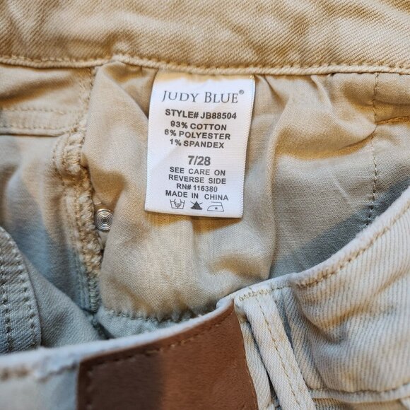 Judy Blue Bootcut Jeans Womens 7/28 Khaki Slim Clarksville Mid Rise Distressed - Picture 5 of 5